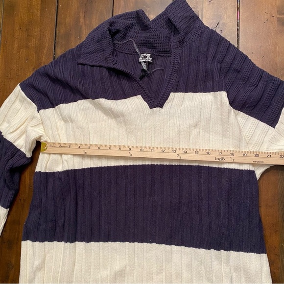 Women's Long Sleeve Oversized Rugby Mini Sweater Dress, Navy Stripe XXL NEW - Picture 4 of 10